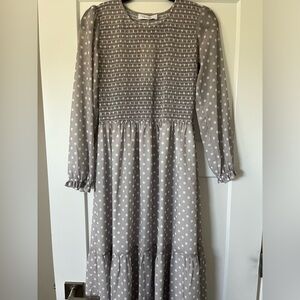 The Grace Midi x Jillybox Grey Polka Dot Dress